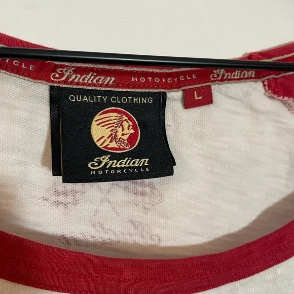 Genuine Indian Motorcycle Wrecking Crew Red/White Long Sleeve Size L Embroidered - Picture 2 of 12